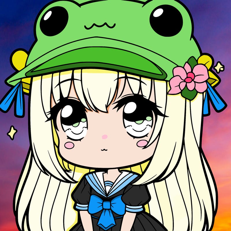 cute anime froggy girl with frog hat and frog outfit roblox