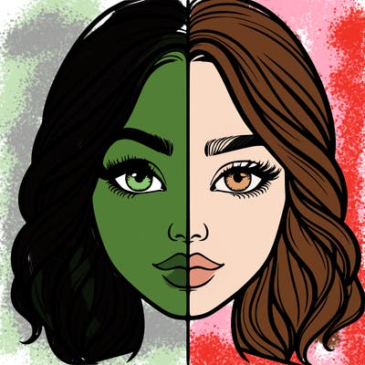 realistic girl split half