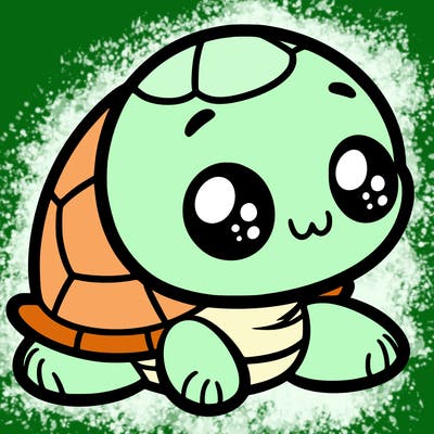 cute little animated turtle
