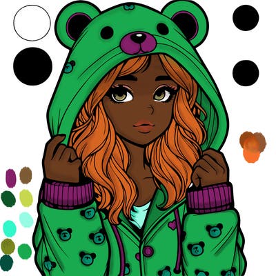 realistic girl in a animal pjs hoodie