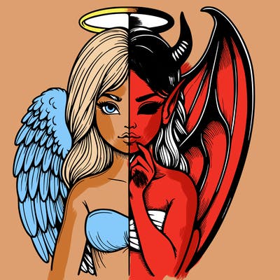 realistic angel half demon