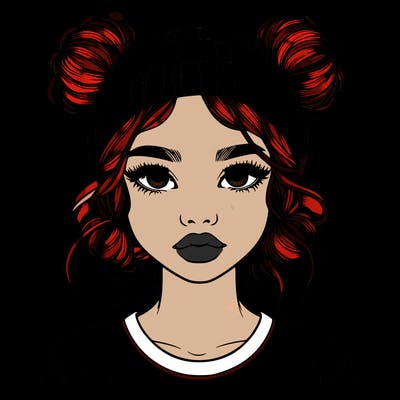 realistic girl with buns in her hair with a beanie on