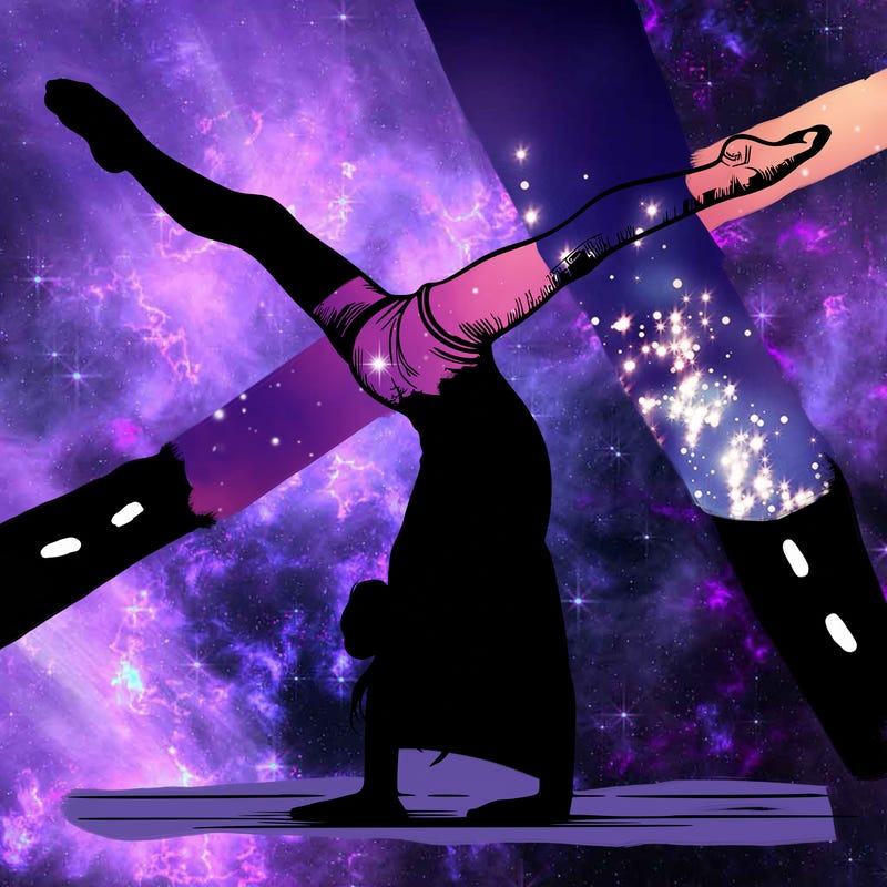 realistic gymnastic hand stand girl in four splits