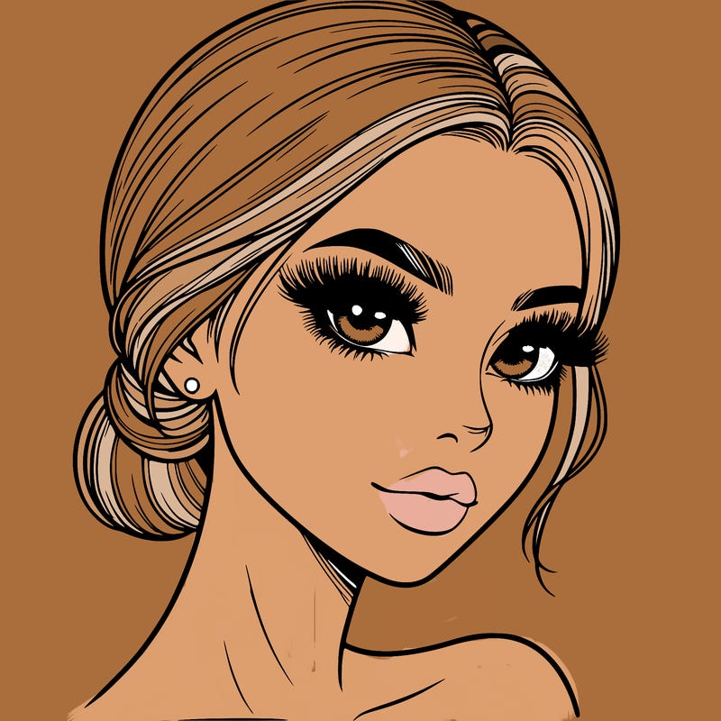 realistic girl with lashes