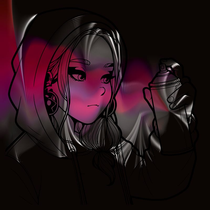 a realistic girl, spray painting