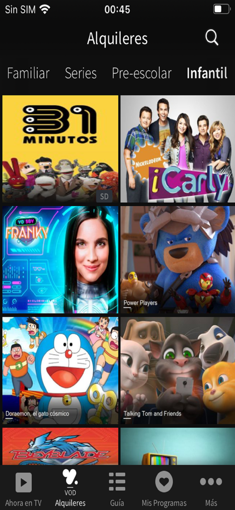 +TV Total - plus tv total app showing children video on demand titles in the rental section
