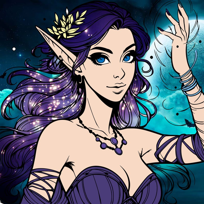 realistic elven woman glow magic wild chaos