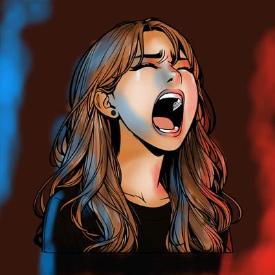 screaming realistic, girl