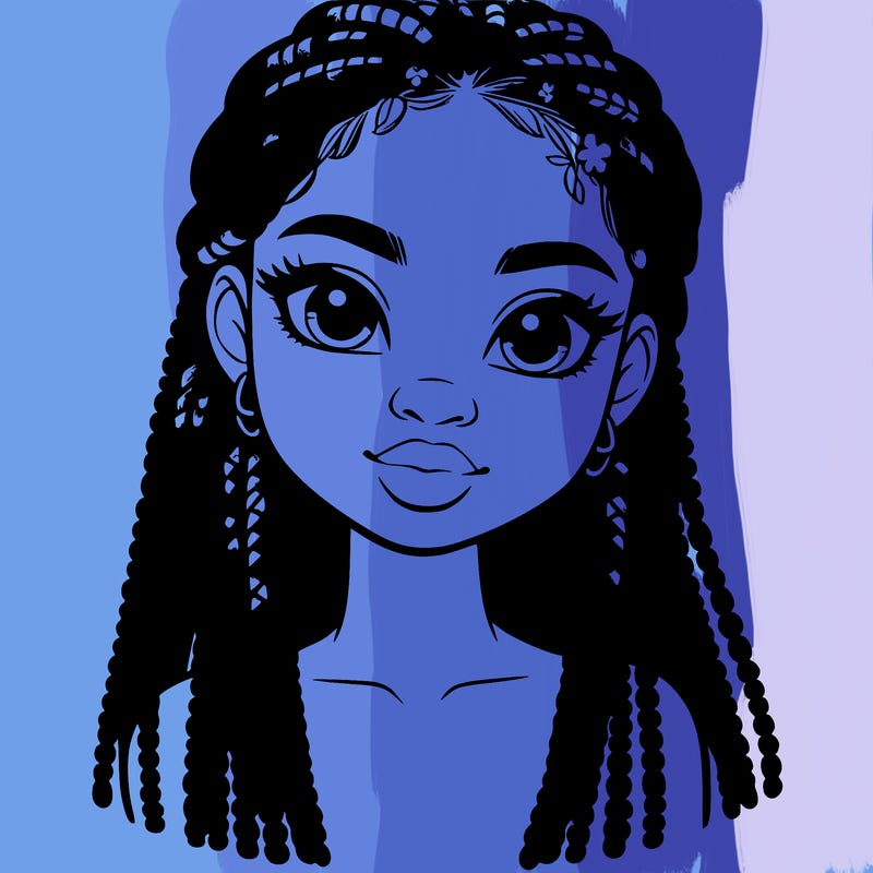 a realistic black girl with braids
