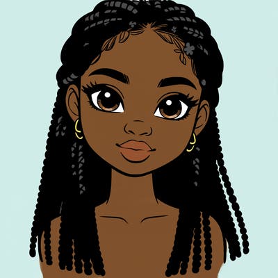a realistic black girl with braids