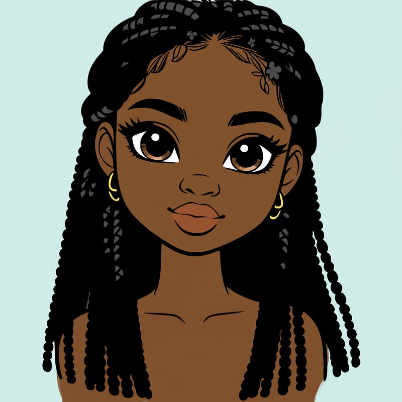 a realistic black girl with braids
