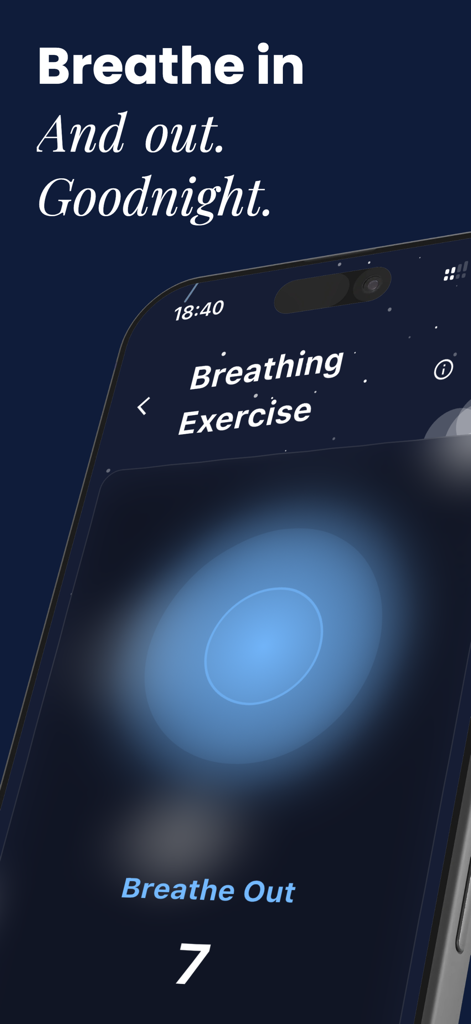 Epicnap: Sleep Procrastination - Epicnap app interface showing a guided breathing exercise for better sleep