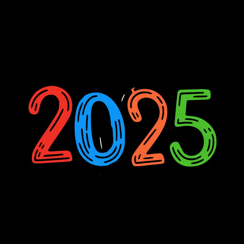 one line scrawled numbers sketch design “2025”