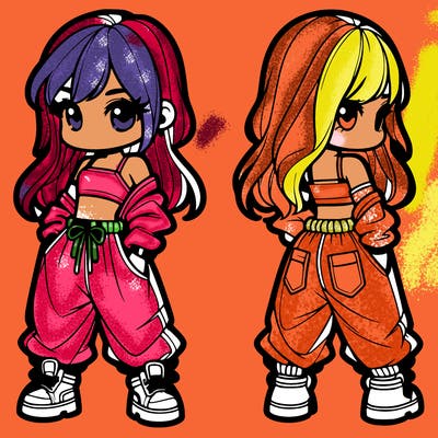 girl in crop top and baggy pants