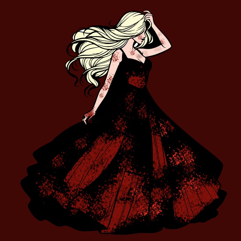 realistic woman with dress flowing in the wind