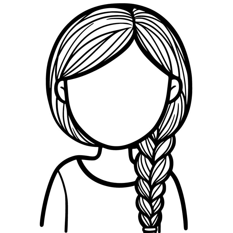 a girl with a braid and no face