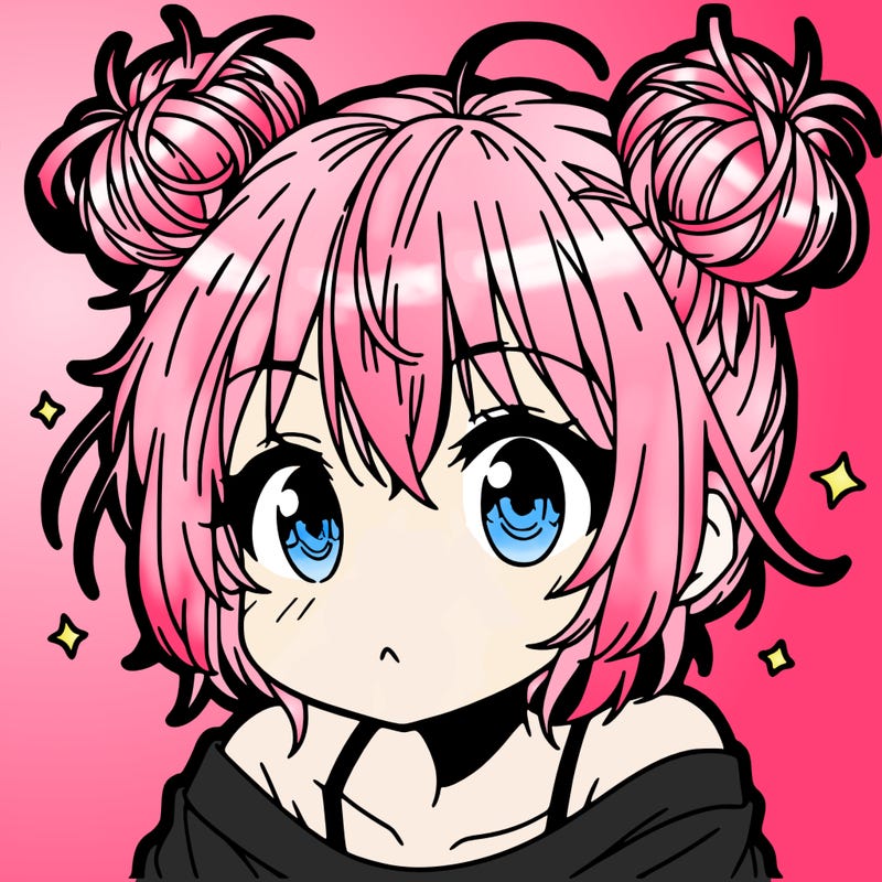a manga girl with messy small buns