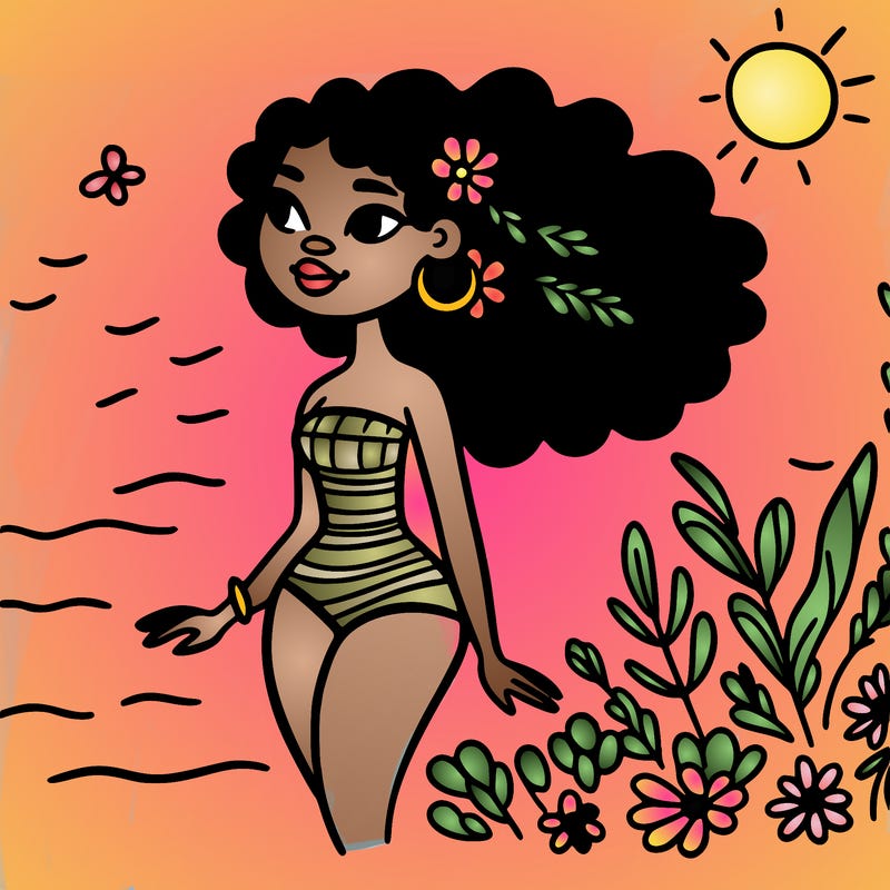 african woman in a swimsuit