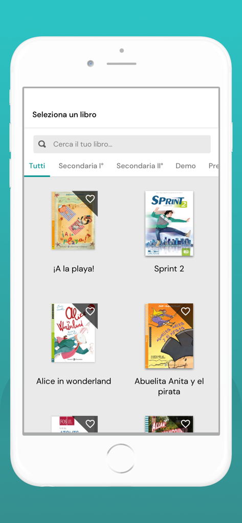 eli LINK 앱의 책 선택 화면에 다양한 교육용 책 표지가 표시됩니다.