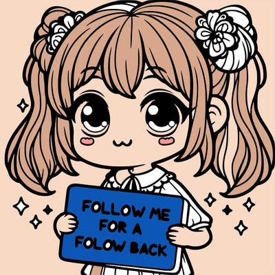 cute girl with a sign that says follow me for a follow back