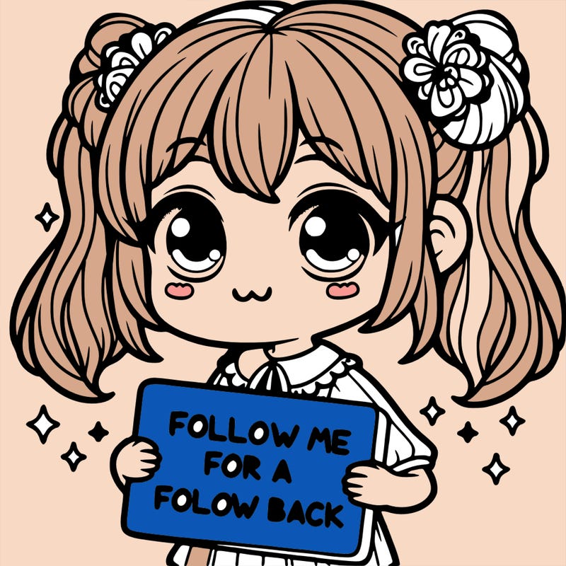 cute girl with a sign that says follow me for a follow back