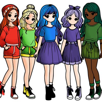 a group of five girls