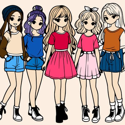 a group of five girls