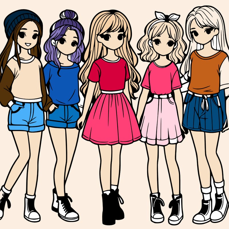 a group of five girls