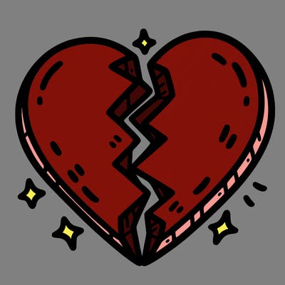 split in half heart