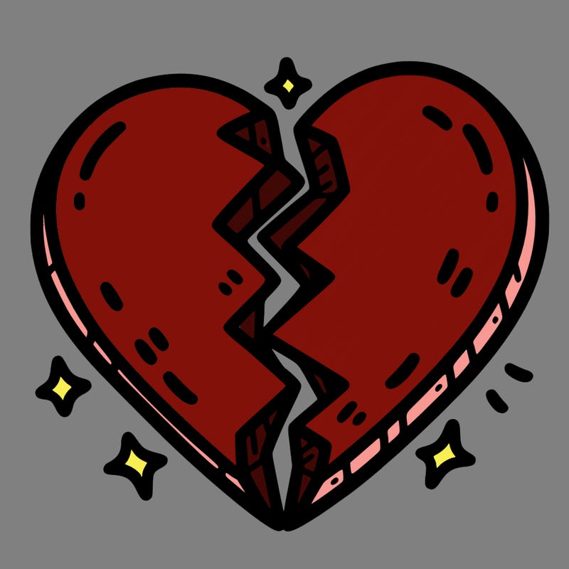 split in half heart
