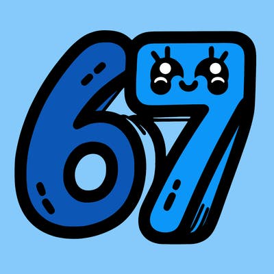 the numbers 67