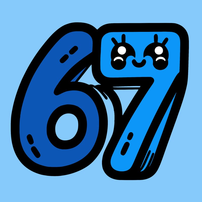 the numbers 67