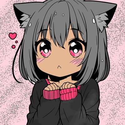 shy anime catgirl
