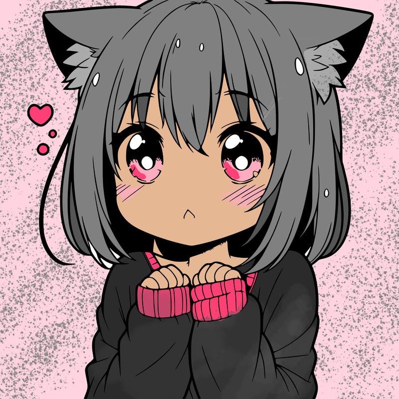 shy anime catgirl