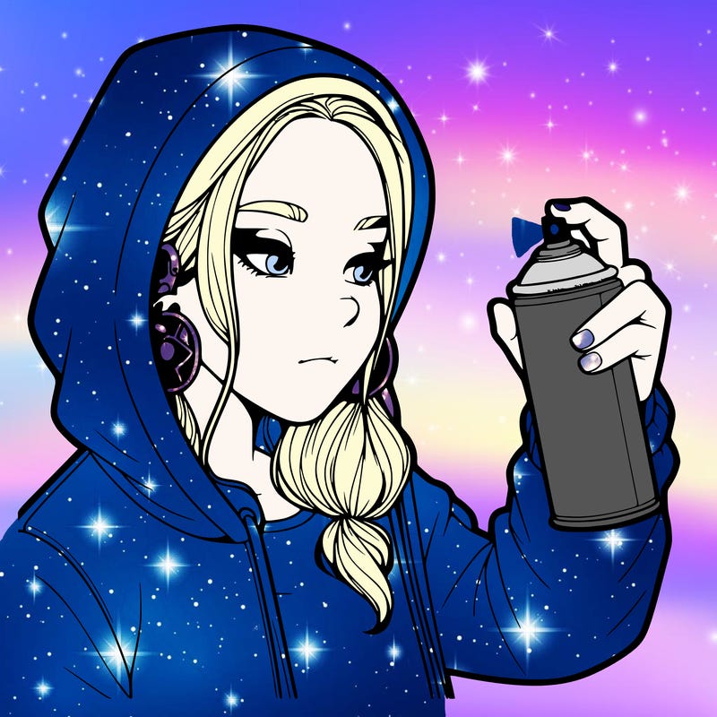 a realistic girl, spray painting