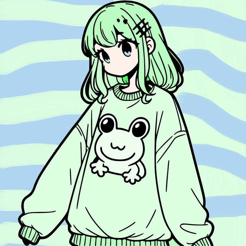girl wearing frogging sweatshirt