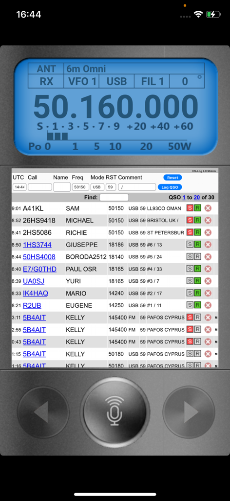 HamSphere 5.0 - HamSphere 5.0 interface displaying virtual radio frequency and amateur radio contact log