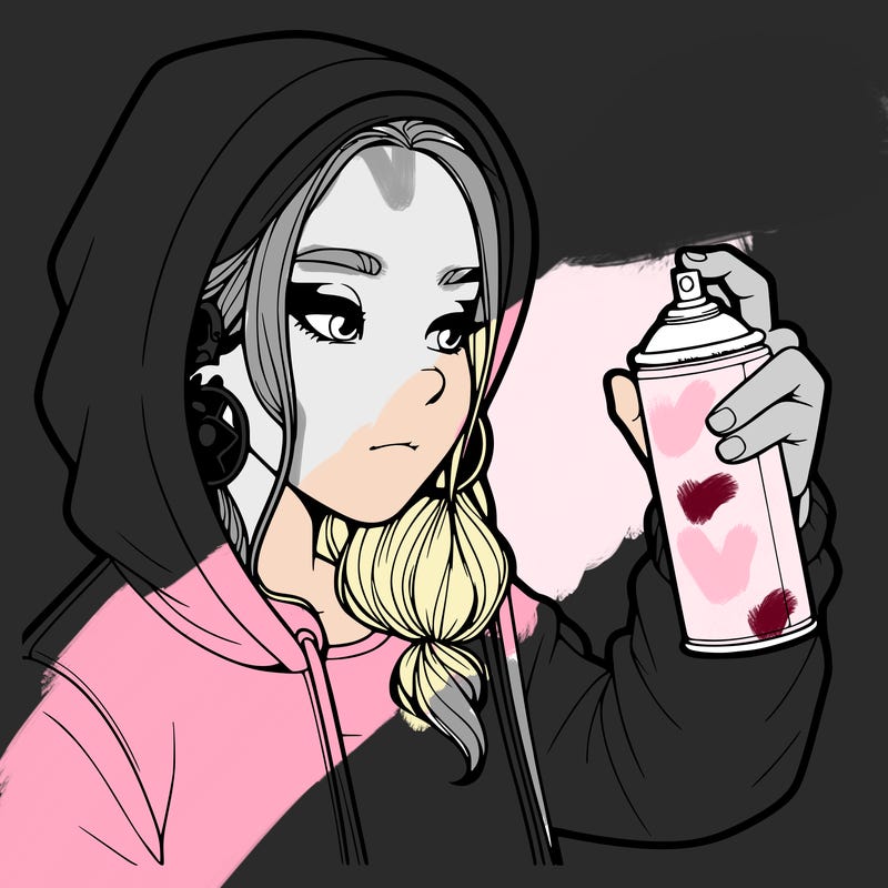 a realistic girl, spray painting