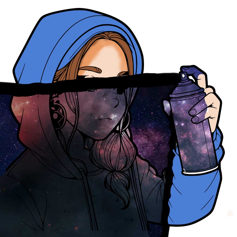 a realistic girl, spray painting