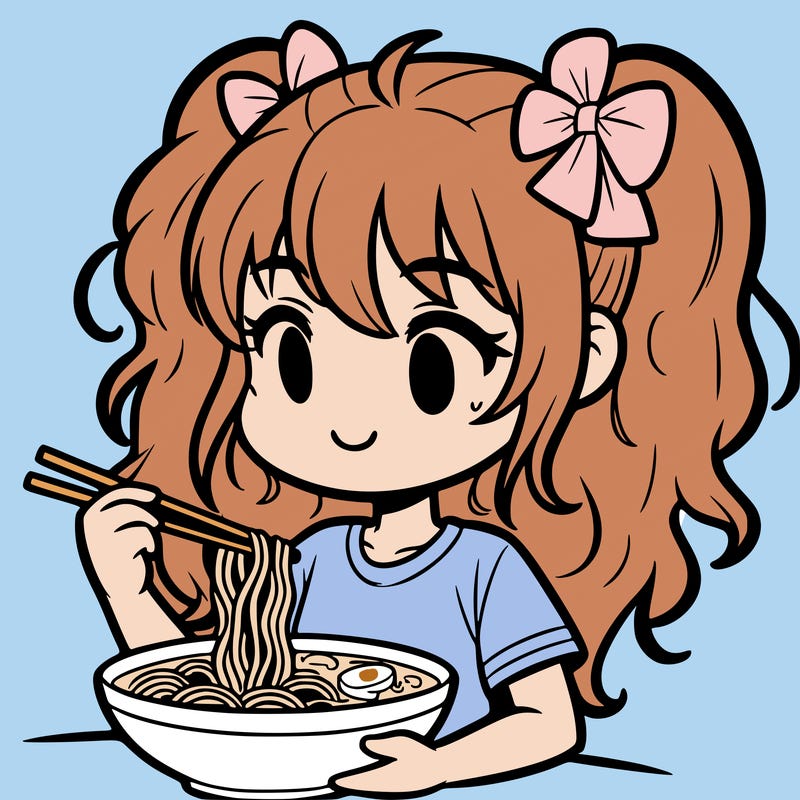 a girl eating ramen