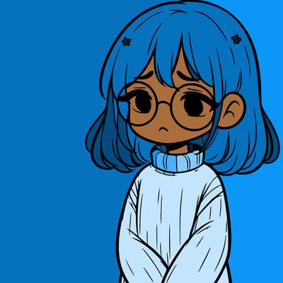 sad girl with glasses in a sweater