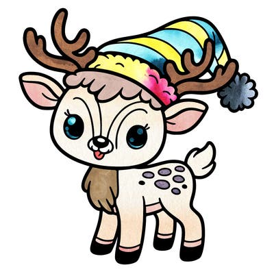 christmas reindeer with santa hat