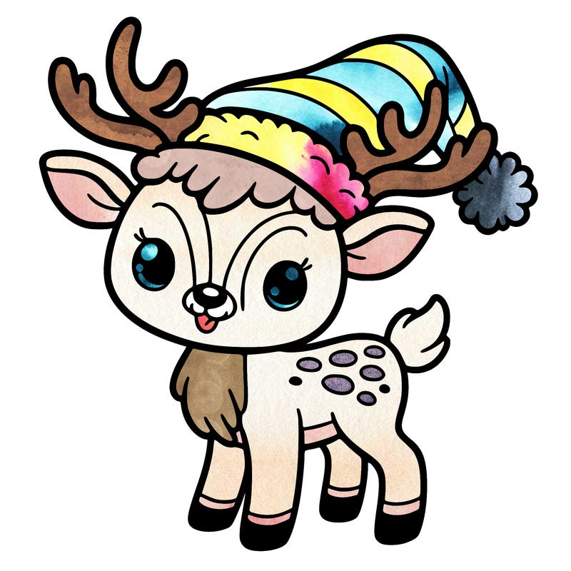 christmas reindeer with santa hat
