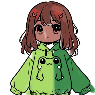 girl wearing frogging sweatshirt