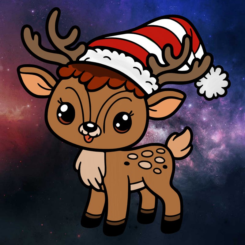 christmas reindeer with santa hat