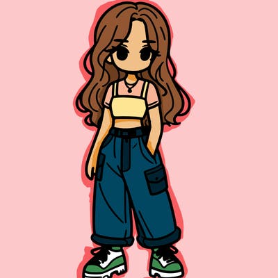 girl in crop top and baggy pants