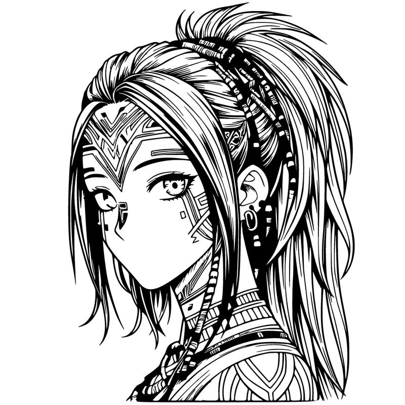 realistic tribal manga woman