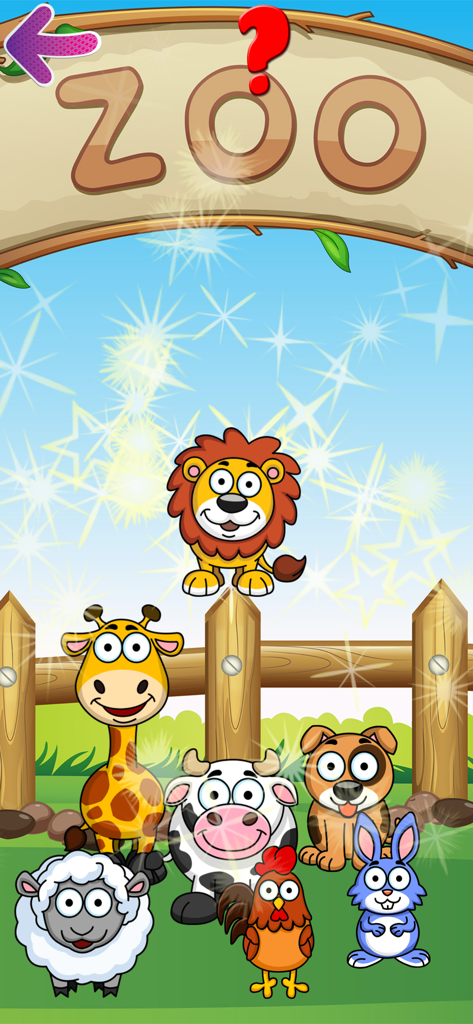 Toddler Animal Pop - Toddler Animal Popアプリの漫画の動物の動物園コレクション画面。