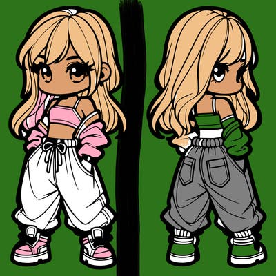 girl in crop top and baggy pants
