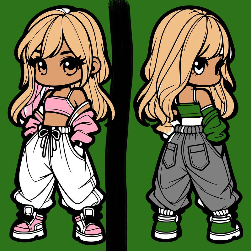 girl in crop top and baggy pants